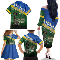Solomon Islands Remembrance Day Family Matching Off The Shoulder Long Sleeve Dress and Hawaiian Shirt Lest We Forget LT05 - Polynesian Pride