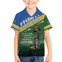 Solomon Islands Remembrance Day Family Matching Off The Shoulder Long Sleeve Dress and Hawaiian Shirt Lest We Forget LT05 Son's Shirt Green - Polynesian Pride