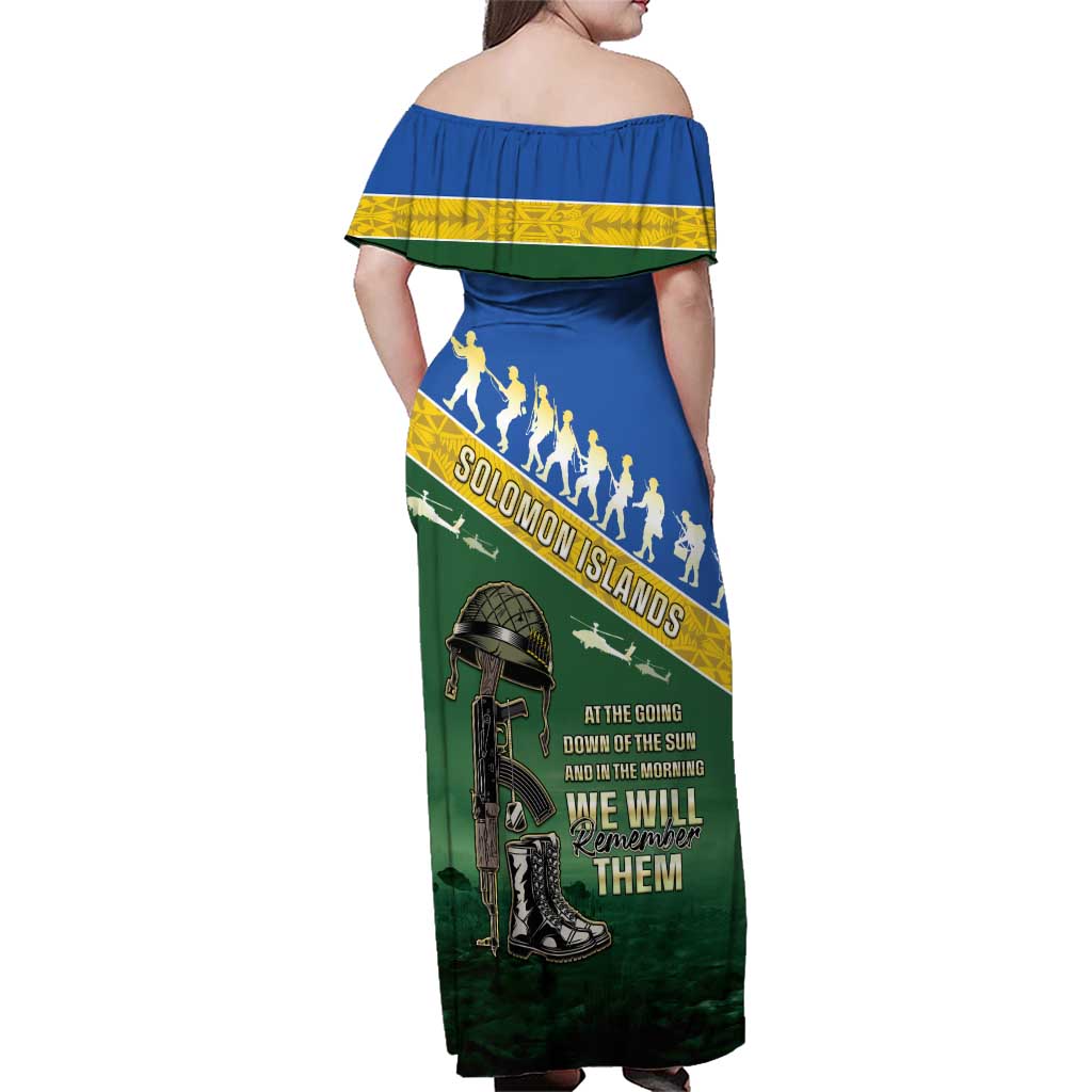 Solomon Islands Remembrance Day Family Matching Off Shoulder Maxi Dress and Hawaiian Shirt Lest We Forget LT05 - Polynesian Pride