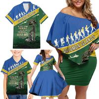 Solomon Islands Remembrance Day Family Matching Off Shoulder Short Dress and Hawaiian Shirt Lest We Forget LT05 - Polynesian Pride