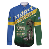 Solomon Islands Remembrance Day Family Matching Off Shoulder Short Dress and Hawaiian Shirt Lest We Forget LT05 Dad's Shirt - Long Sleeve Green - Polynesian Pride