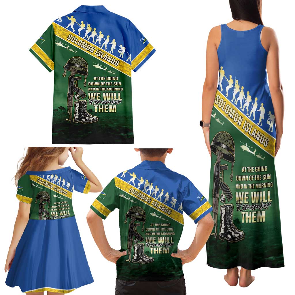 Solomon Islands Remembrance Day Family Matching Tank Maxi Dress and Hawaiian Shirt Lest We Forget LT05 - Polynesian Pride