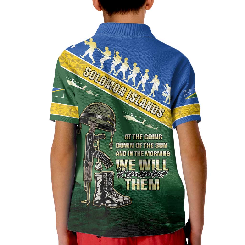 Solomon Islands Remembrance Day Kid Polo Shirt Lest We Forget