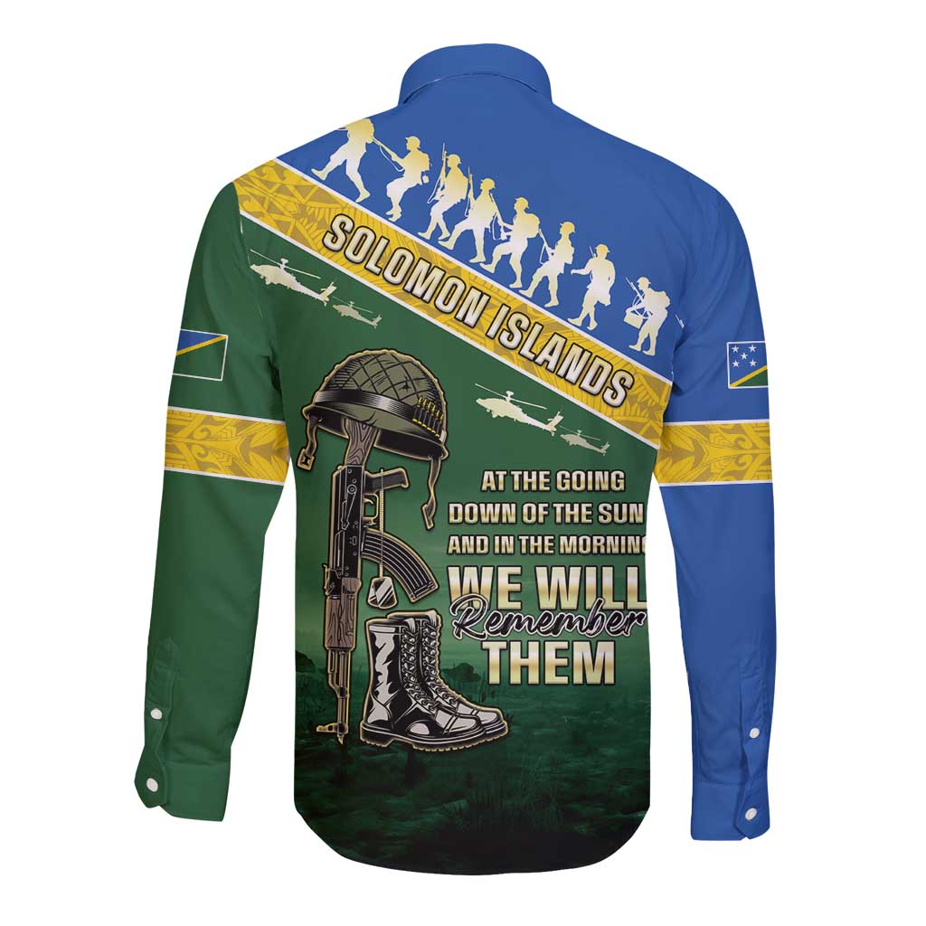 Solomon Islands Remembrance Day Long Sleeve Button Shirt Lest We Forget LT05 - Polynesian Pride