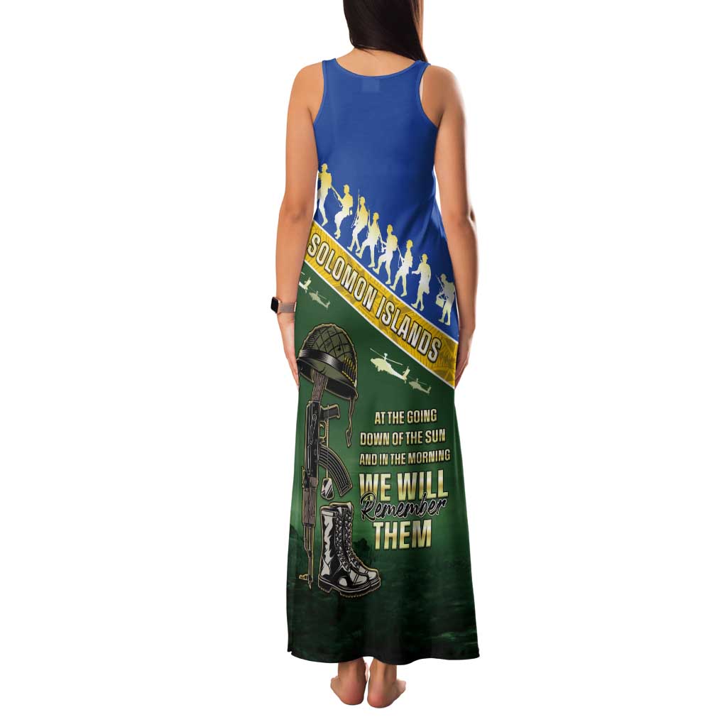 Solomon Islands Remembrance Day Tank Maxi Dress Lest We Forget LT05 - Polynesian Pride