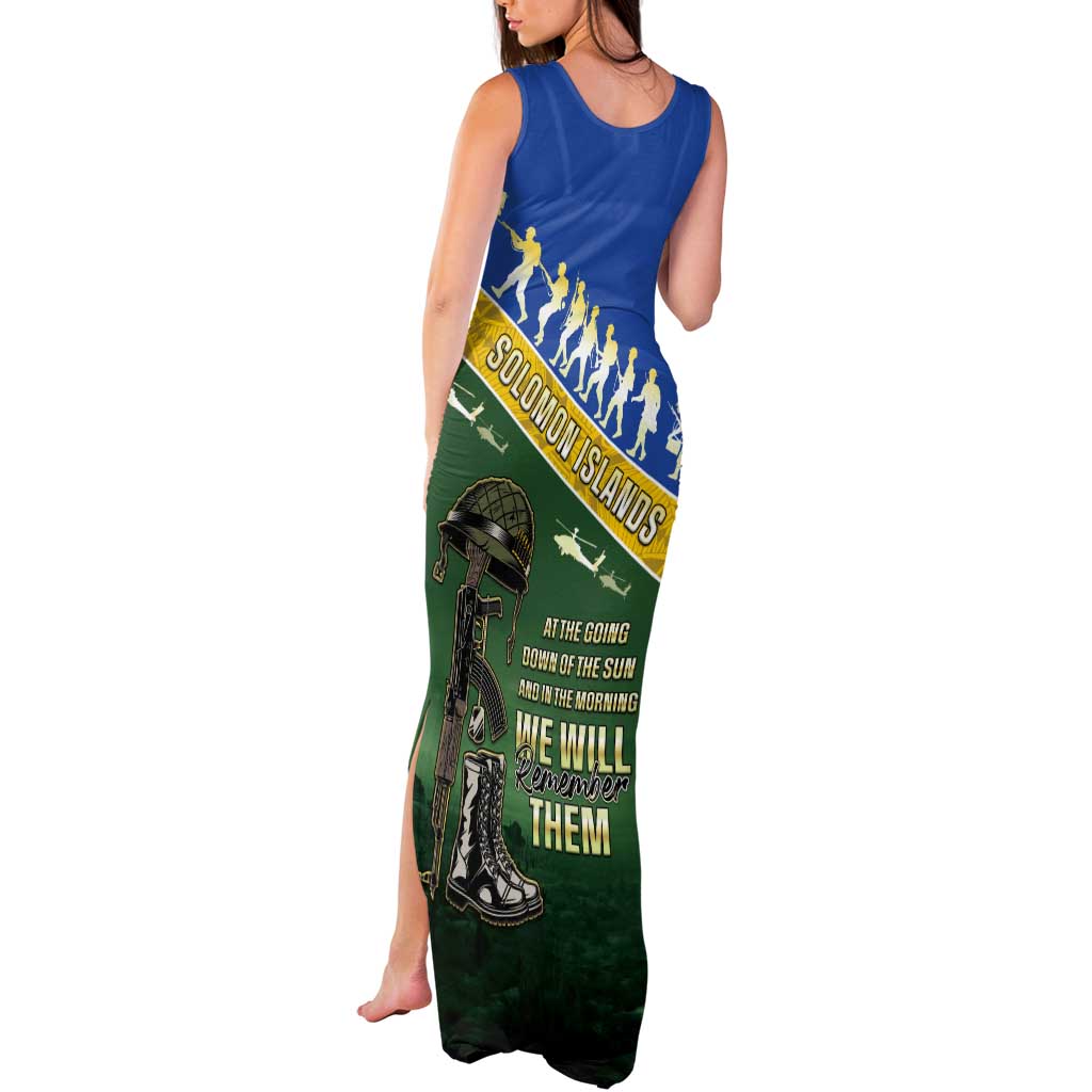 Solomon Islands Remembrance Day Tank Maxi Dress Lest We Forget LT05 - Polynesian Pride