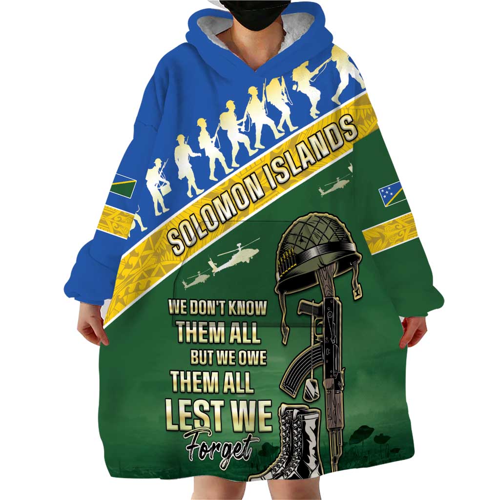 Solomon Islands Remembrance Day Wearable Blanket Hoodie Lest We Forget