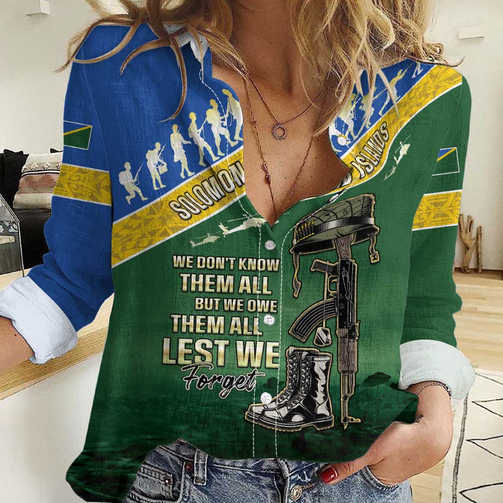 Solomon Islands Remembrance Day Women Casual Shirt Lest We Forget