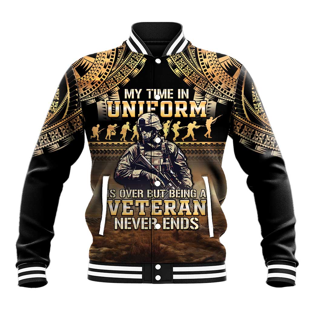 Polynesia Veterans Day Baseball Jacket Thank You Veterans Polynesian Pattern LT05 Unisex Gold - Polynesian Pride
