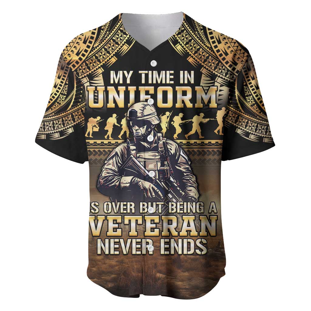 Polynesia Veterans Day Baseball Jersey Thank You Veterans Polynesian Pattern LT05 Gold - Polynesian Pride