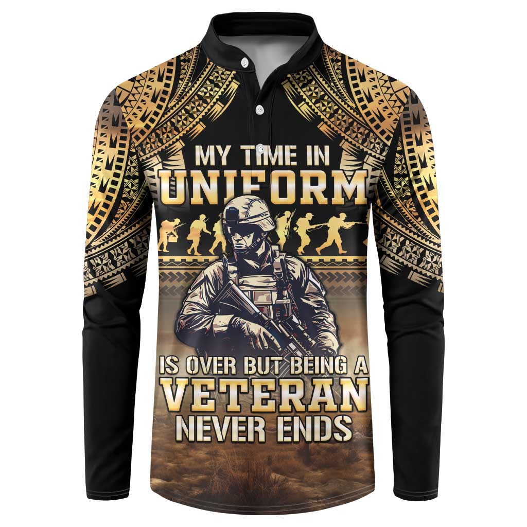 Polynesia Veterans Day Button Sweatshirt Thank You Veterans Polynesian Pattern LT05 Gold - Polynesian Pride
