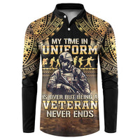 Polynesia Veterans Day Button Sweatshirt Thank You Veterans Polynesian Pattern LT05 Gold - Polynesian Pride