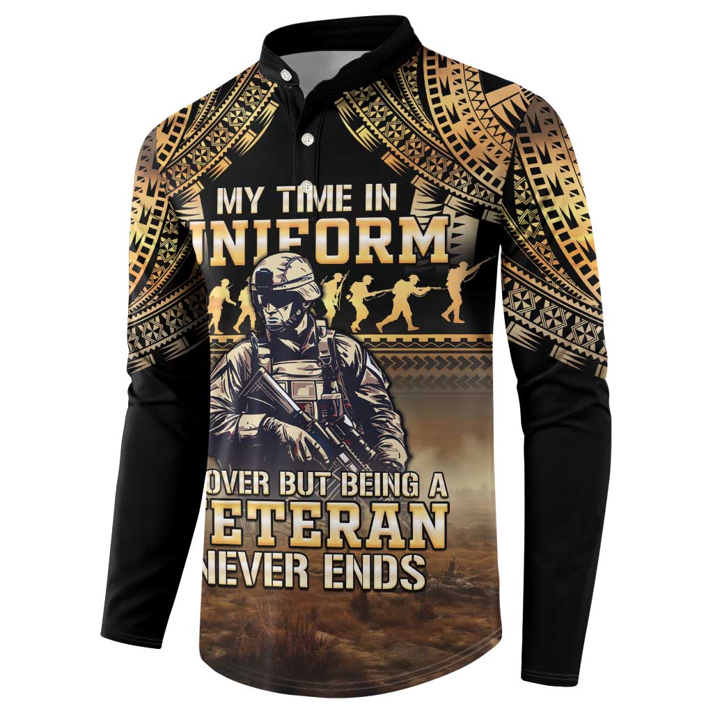 Polynesia Veterans Day Button Sweatshirt Thank You Veterans Polynesian Pattern LT05 - Polynesian Pride