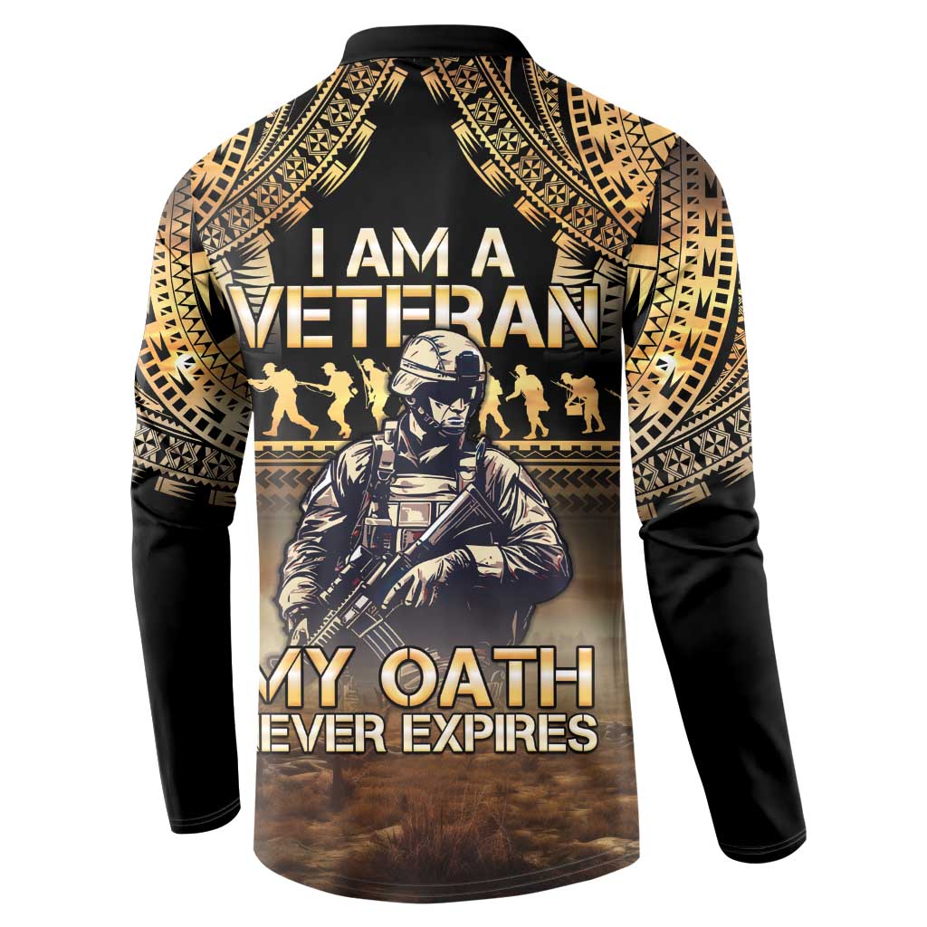 Polynesia Veterans Day Button Sweatshirt Thank You Veterans Polynesian Pattern LT05 - Polynesian Pride
