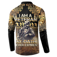 Polynesia Veterans Day Button Sweatshirt Thank You Veterans Polynesian Pattern LT05 - Polynesian Pride