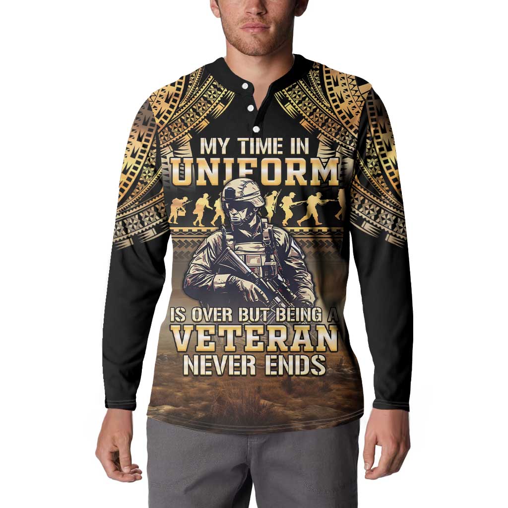 Polynesia Veterans Day Button Sweatshirt Thank You Veterans Polynesian Pattern LT05 - Polynesian Pride