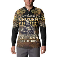 Polynesia Veterans Day Button Sweatshirt Thank You Veterans Polynesian Pattern LT05 - Polynesian Pride