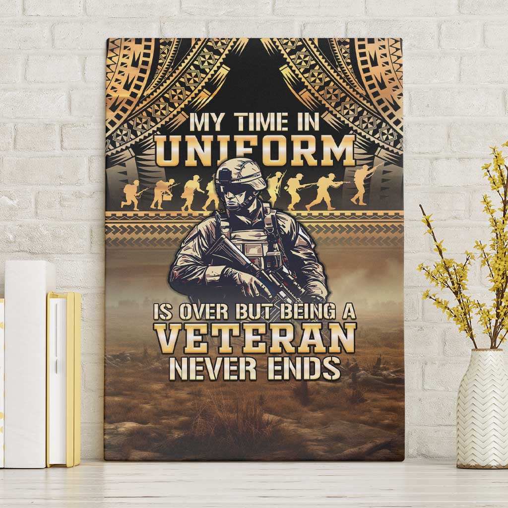 Polynesia Veterans Day Canvas Wall Art Thank You Veterans Polynesian Pattern