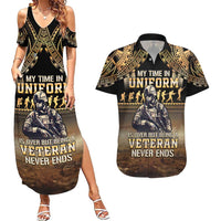 Polynesia Veterans Day Couples Matching Summer Maxi Dress and Hawaiian Shirt Thank You Veterans Polynesian Pattern