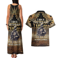 Polynesia Veterans Day Couples Matching Tank Maxi Dress and Hawaiian Shirt Thank You Veterans Polynesian Pattern