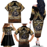 Polynesia Veterans Day Family Matching Off The Shoulder Long Sleeve Dress and Hawaiian Shirt Thank You Veterans Polynesian Pattern LT05 - Polynesian Pride