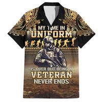 Polynesia Veterans Day Family Matching Off Shoulder Maxi Dress and Hawaiian Shirt Thank You Veterans Polynesian Pattern LT05 Dad's Shirt - Short Sleeve Gold - Polynesian Pride