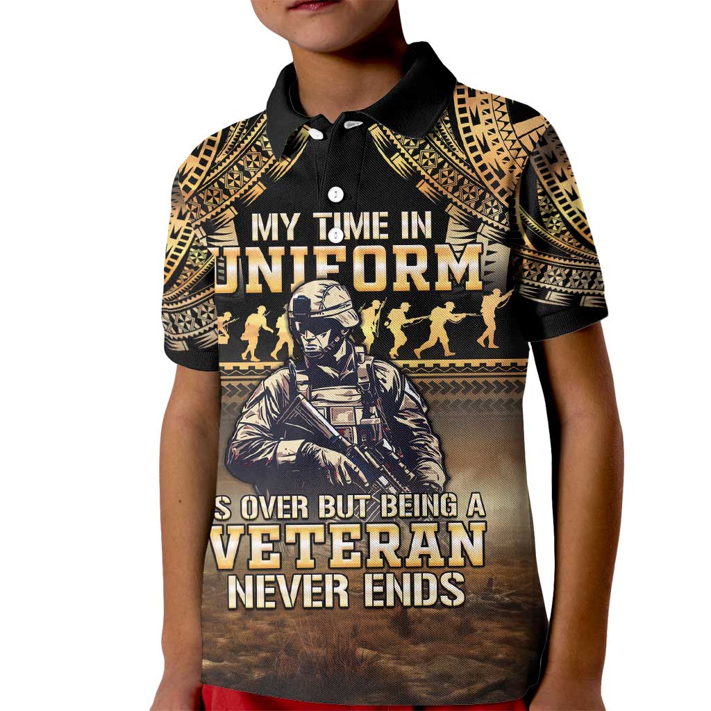 Polynesia Veterans Day Kid Polo Shirt Thank You Veterans Polynesian Pattern LT05 Kid Gold - Polynesian Pride