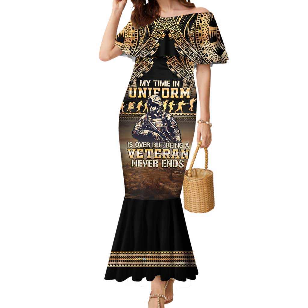 Polynesia Veterans Day Mermaid Dress Thank You Veterans Polynesian Pattern LT05 Women Gold - Polynesian Pride