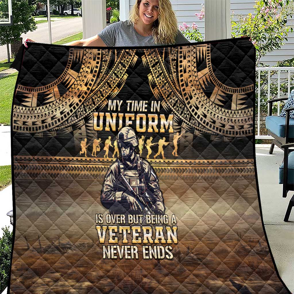 Polynesia Veterans Day Quilt Thank You Veterans Polynesian Pattern LT05 Gold - Polynesian Pride