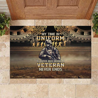 Polynesia Veterans Day Rubber Doormat Thank You Veterans Polynesian Pattern LT05 Gold - Polynesian Pride