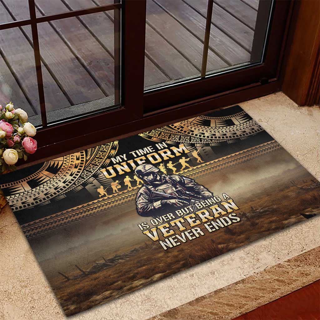 Polynesia Veterans Day Rubber Doormat Thank You Veterans Polynesian Pattern LT05 - Polynesian Pride