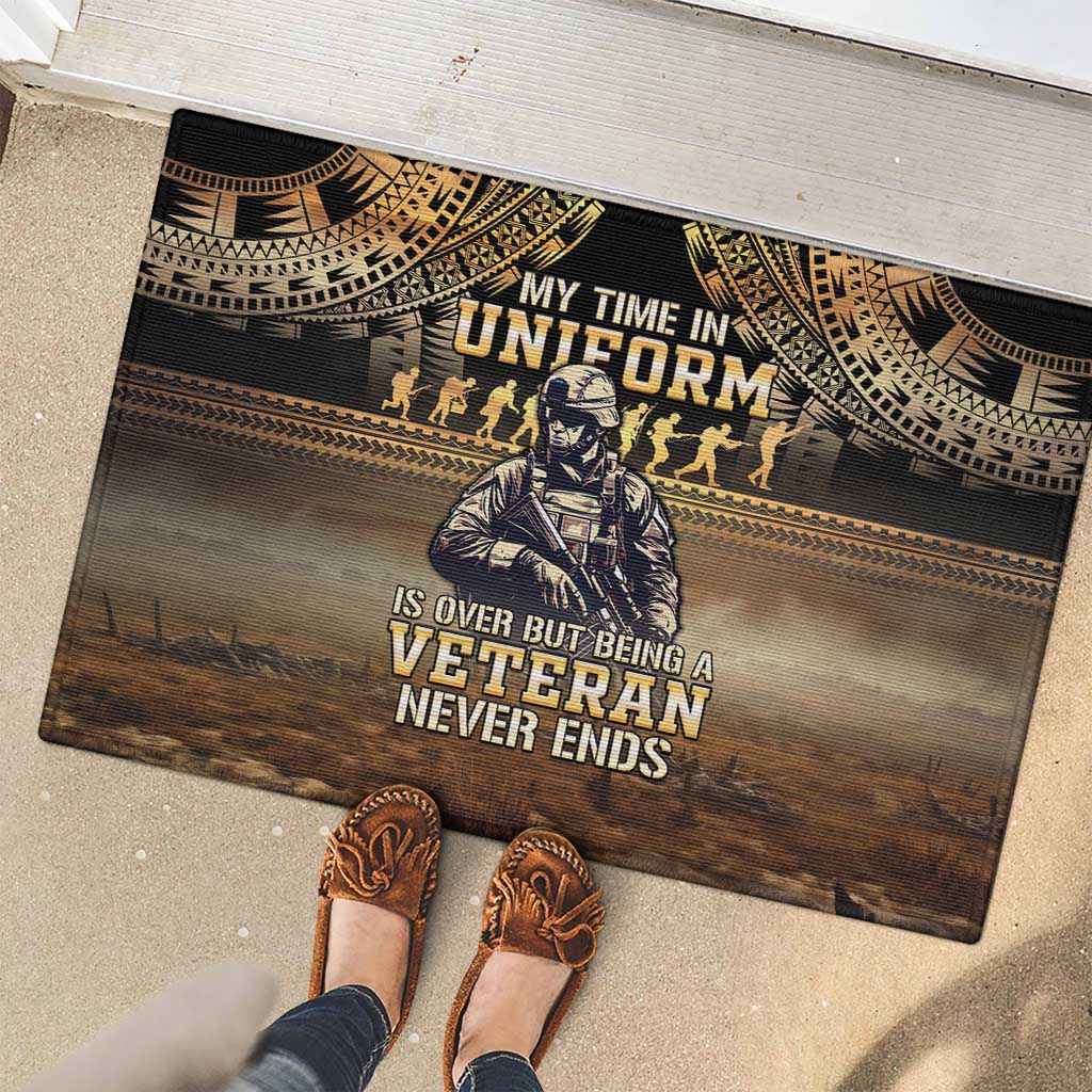 Polynesia Veterans Day Rubber Doormat Thank You Veterans Polynesian Pattern LT05 - Polynesian Pride