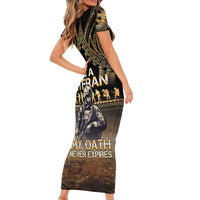Polynesia Veterans Day Short Sleeve Bodycon Dress Thank You Veterans Polynesian Pattern LT05 - Polynesian Pride