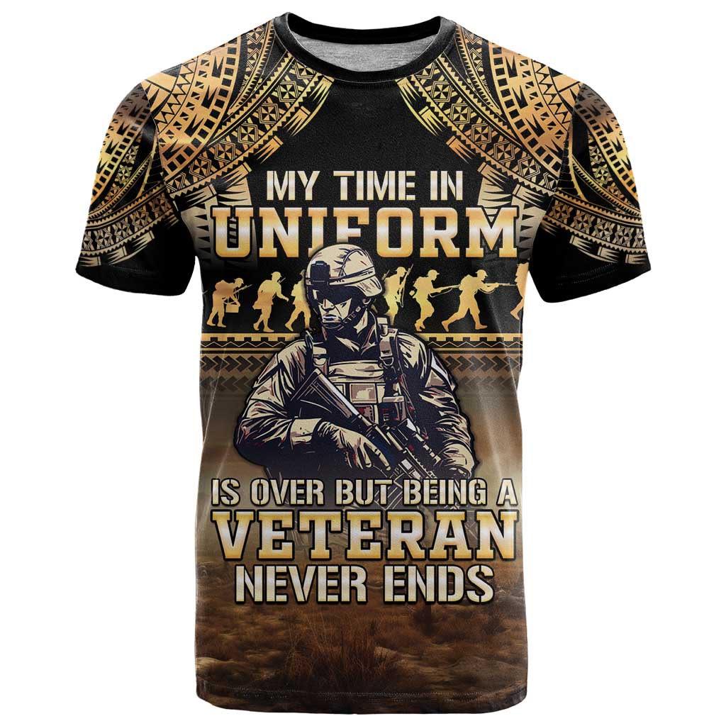 Polynesia Veterans Day T Shirt Thank You Veterans Polynesian Pattern LT05 Gold - Polynesian Pride