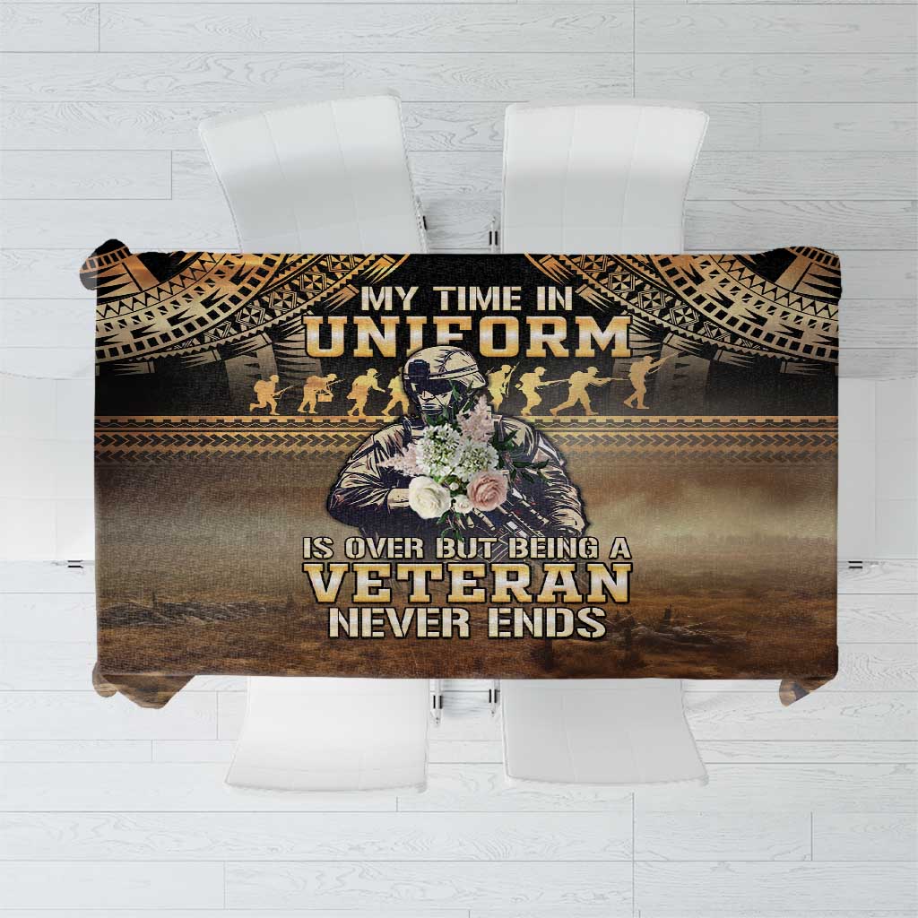 Polynesia Veterans Day Tablecloth Thank You Veterans Polynesian Pattern LT05 Gold - Polynesian Pride