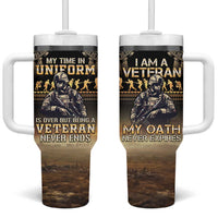 Polynesia Veterans Day Tumbler With Handle Thank You Veterans Polynesian Pattern LT05 One Size: 40 oz Gold - Polynesian Pride
