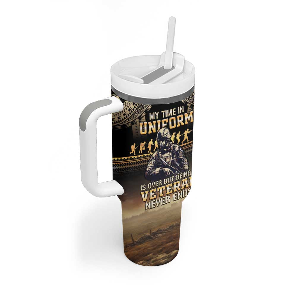 Polynesia Veterans Day Tumbler With Handle Thank You Veterans Polynesian Pattern LT05 - Polynesian Pride