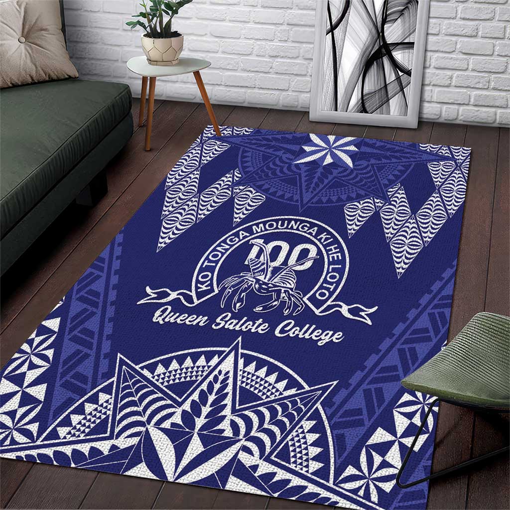 Queen Salote College Centenary Area Rug Tongan Kupesi Pattern LT05 Navy - Polynesian Pride
