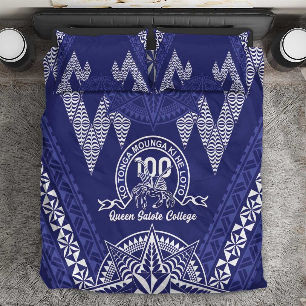 Queen Salote College Centenary Bedding Set Tongan Kupesi Pattern LT05 Navy - Polynesian Pride