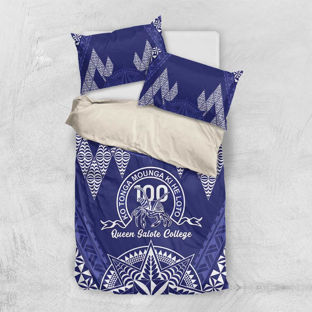 Queen Salote College Centenary Bedding Set Tongan Kupesi Pattern LT05 US Twin 172cm x 218cm Navy - Polynesian Pride