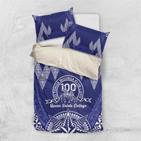 Queen Salote College Centenary Bedding Set Tongan Kupesi Pattern LT05 US Twin 172cm x 218cm Navy - Polynesian Pride