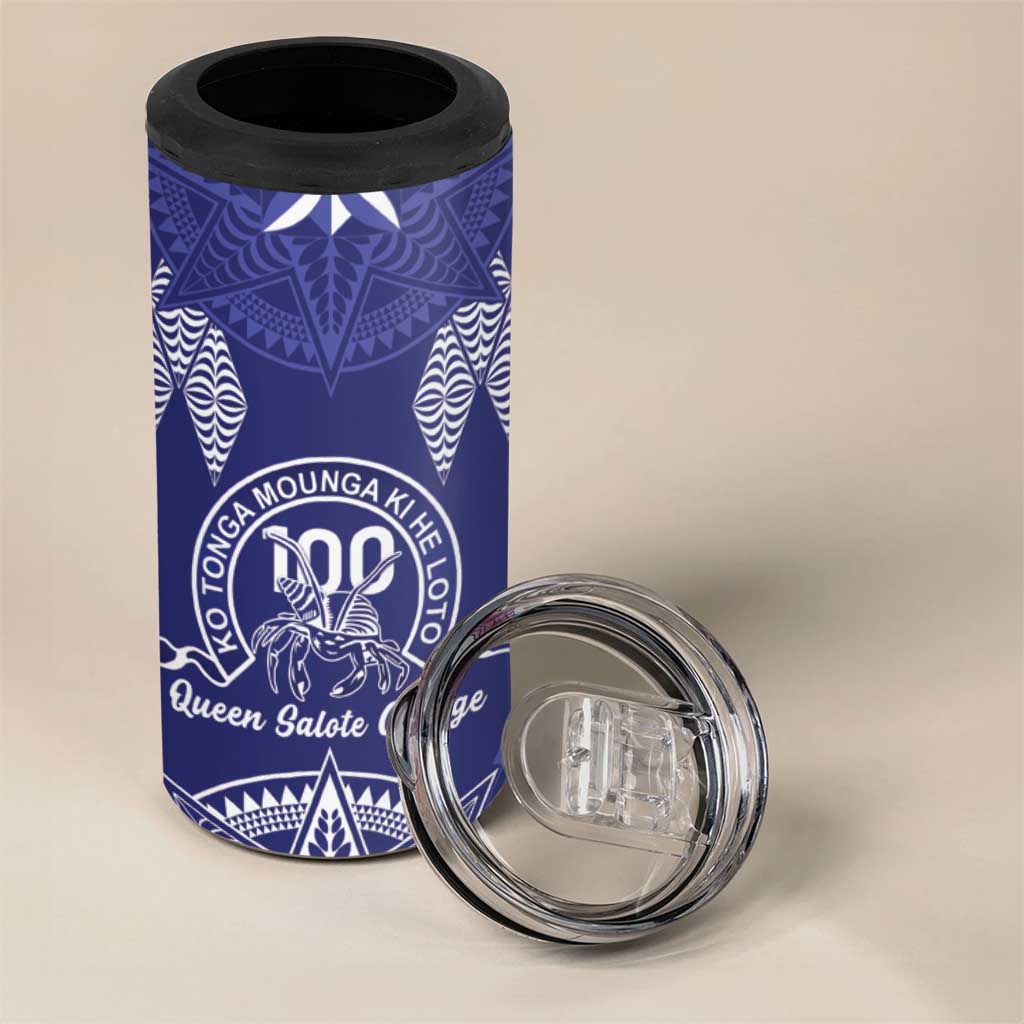 Personalised Queen Salote College Centenary 4 in 1 Can Cooler Tumbler Tongan Kupesi Pattern - Polynesian Pride