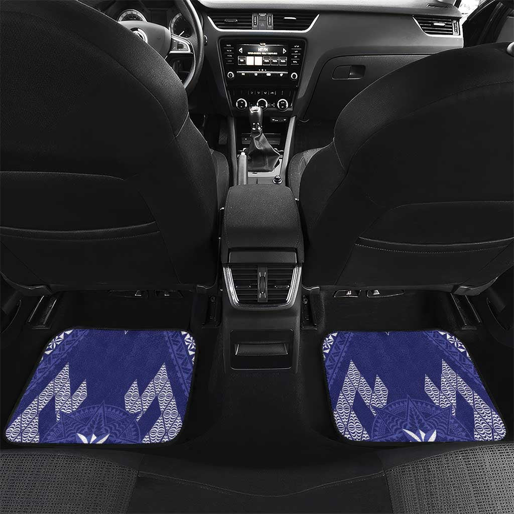 Personalised Queen Salote College Centenary Car Mats Tongan Kupesi Pattern LT05 Set 2pcs - Back Navy - Polynesian Pride