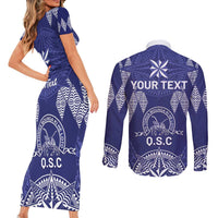 Personalised Queen Salote College Centenary Couples Matching Short Sleeve Bodycon Dress and Long Sleeve Button Shirt Tongan Kupesi Pattern - Polynesian Pride