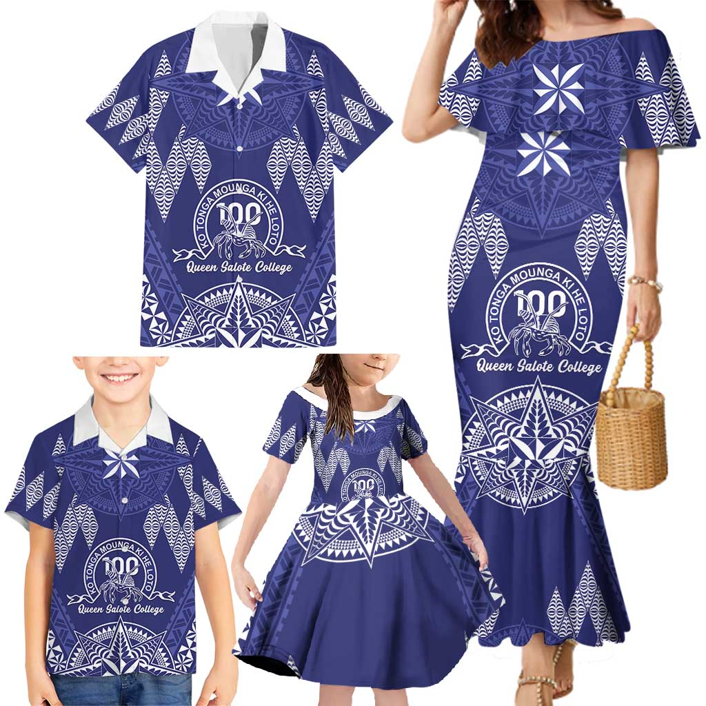Personalised Queen Salote College Centenary Family Matching Mermaid Dress and Hawaiian Shirt Tongan Kupesi Pattern - Polynesian Pride