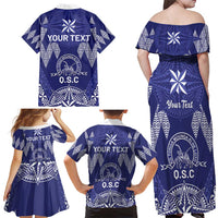 Personalised Queen Salote College Centenary Family Matching Off Shoulder Maxi Dress and Hawaiian Shirt Tongan Kupesi Pattern LT05 - Polynesian Pride