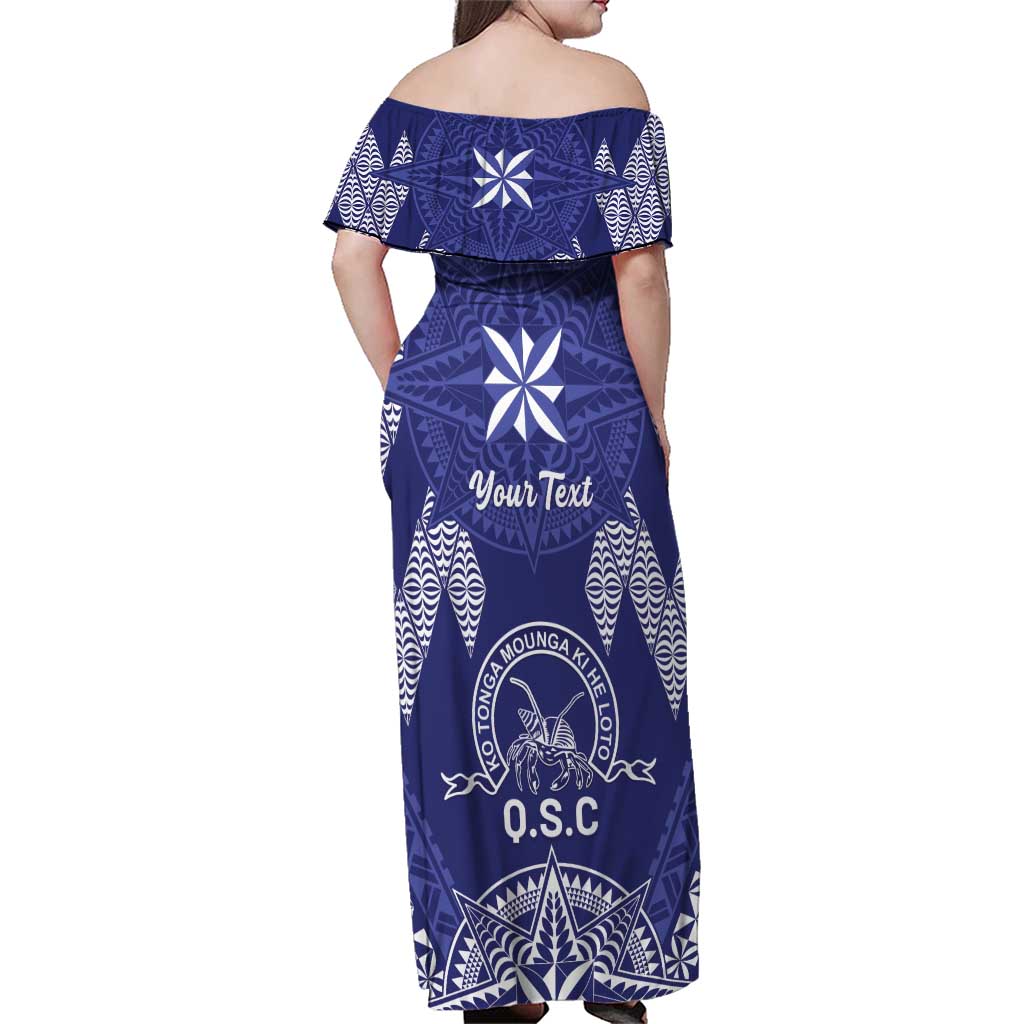 Personalised Queen Salote College Centenary Family Matching Off Shoulder Maxi Dress and Hawaiian Shirt Tongan Kupesi Pattern LT05 - Polynesian Pride