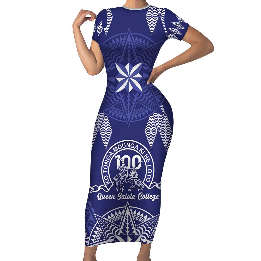 Personalised Queen Salote College Centenary Family Matching Short Sleeve Bodycon Dress and Hawaiian Shirt Tongan Kupesi Pattern - Polynesian Pride