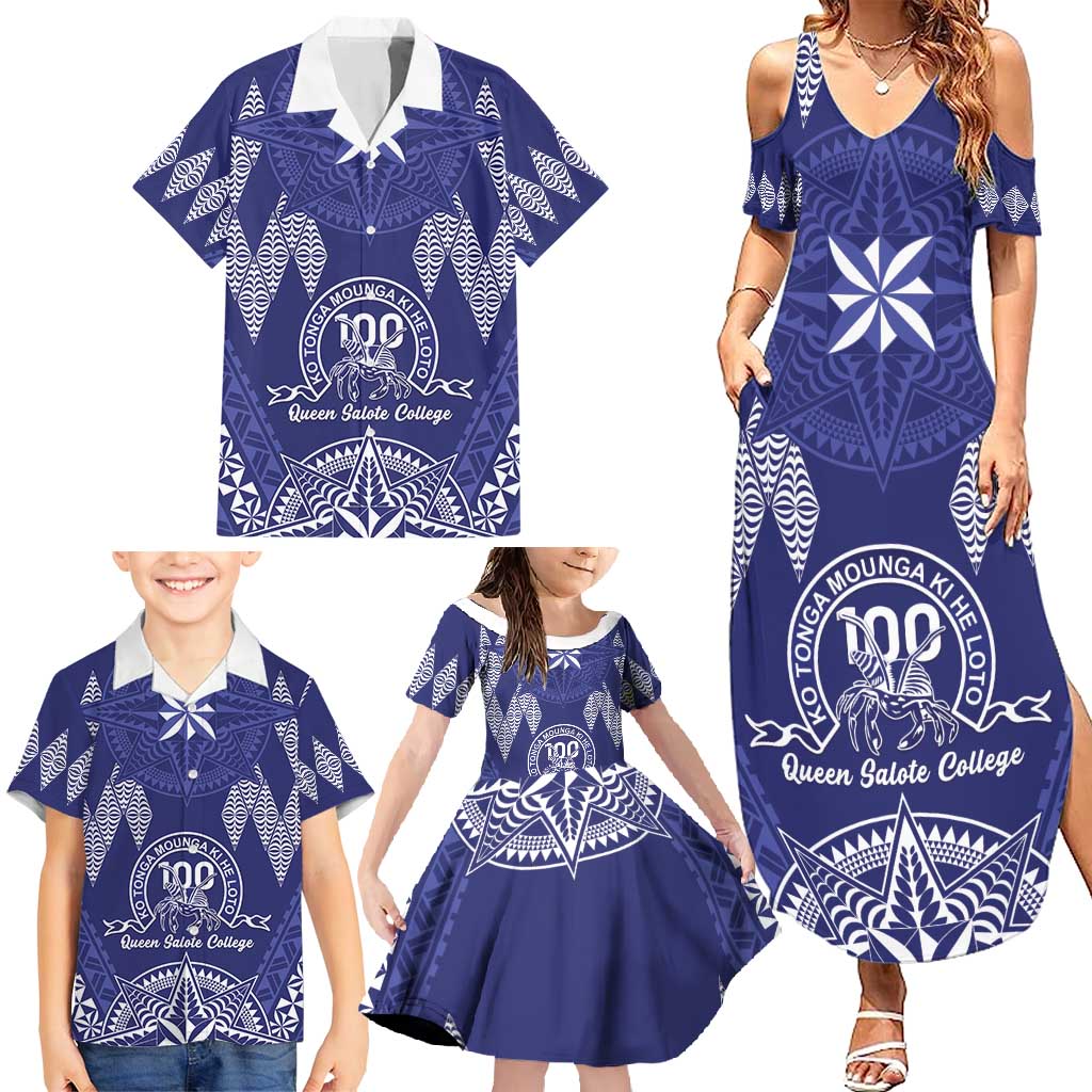 Personalised Queen Salote College Centenary Family Matching Summer Maxi Dress and Hawaiian Shirt Tongan Kupesi Pattern LT05 - Polynesian Pride