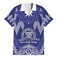 Personalised Queen Salote College Centenary Family Matching Summer Maxi Dress and Hawaiian Shirt Tongan Kupesi Pattern LT05 Dad's Shirt - Short Sleeve Navy - Polynesian Pride